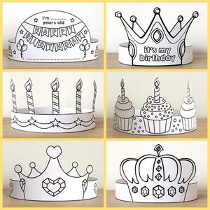 Happy Birthday Paper Crowns Party B-day Printable Kids Craft Birthday ...
