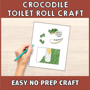 Crocodile Toilet Paper Roll Craft Australian Animal Party Coloring Printable Decoration Kids Play Cut out Glue DIY - Instant Download image 3