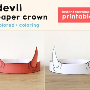 Devil horns Paper Crown Party Coloring Printable Kids Craft Satan Hell Costume Birthday Printable Favor Costume DIY - Instant Download