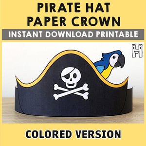 Modello di corona di carta per cappello da pirata, costume da capitano pirata, fascia per capelli per feste, stampabile, per bambini, bomboniera di compleanno, pdf, fai da te - Download immediato
