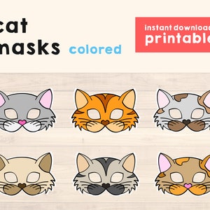 Cat Costume Cat Masks Printable Cat Birthday Party Props Kitty | Etsy