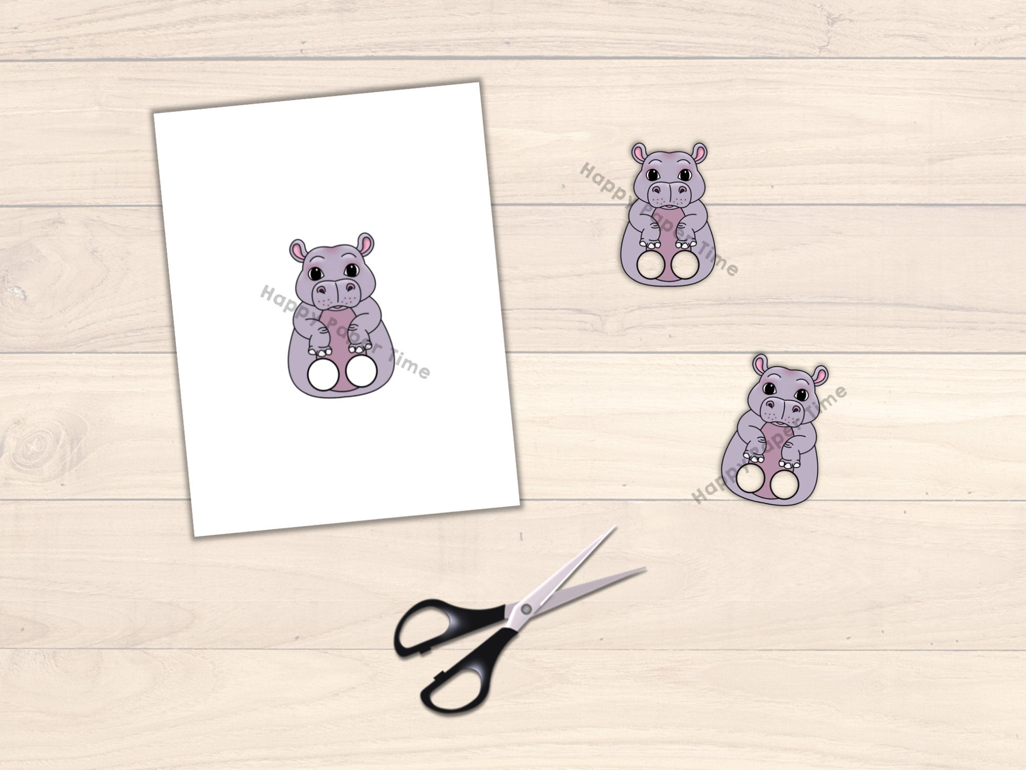 Hippo Paper Craft Printable African Animal Finger Puppet Kids Craft ...