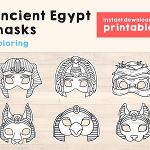 Modello di maschere dell'antico Egitto Faraone Cleopatra Mummia Horus Anubis Bast Crafting Kid Bomboniera stampabile, Festa stampabile, Download istantaneo