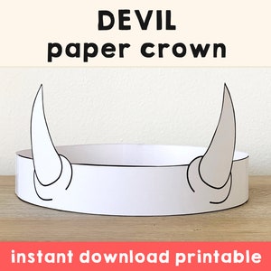Devil horns Paper Crown Party Coloring Printable Kids Craft Satan Hell Costume Birthday Printable Favor Costume DIY - Instant Download