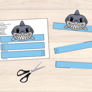 Shark Paper Crown Party Coloring Printable Party Hat Kids Craft Ocean ...