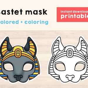 Bastet Egypt god mask Ancient Egypt party mask template costume diy Party Favor printable sun god coloring craft kids - Instant download