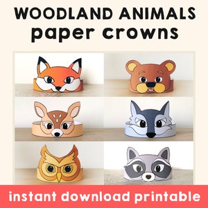 Fox Party Supplies/favors, Fox Mask/costume Toddler Kids, Fox Birthday  Decorations, Forest Animal Baby Shower Printable, Paper Crown/hat DIY 