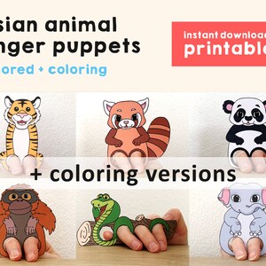 Asian Animal Paper Craft Printable Finger Puppet Template Kids - Etsy