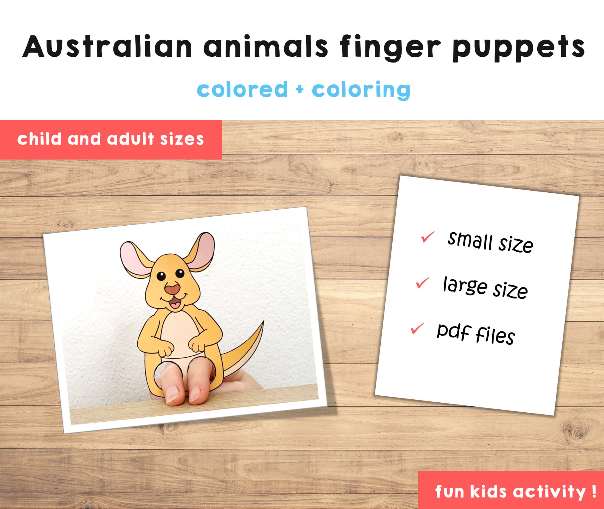 Australian Animal Paper Craft Printable Finger Puppet Template Kids ...