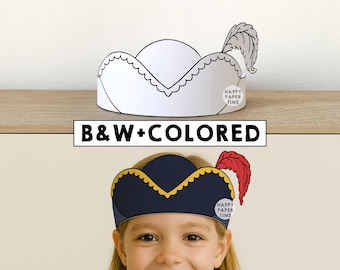 Pirate Hat Paper Crown template Pirate Captain Party Headband Coloring Printable Kids Craft Birthday Favor pdf favor DIY - Instant Download