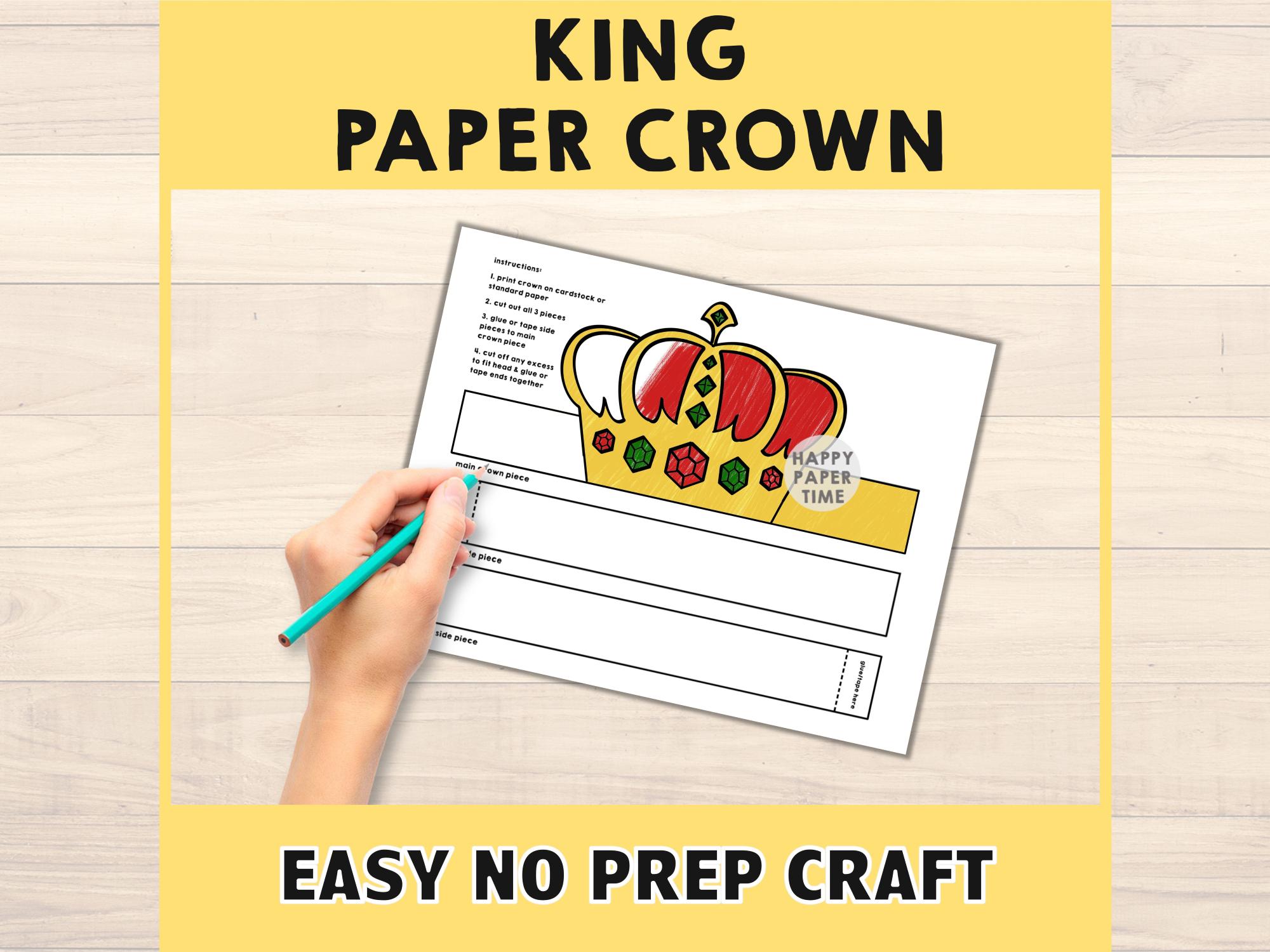 Prince Paper Crown Coloring Printable Kids Craft Prince Birthday Party ...