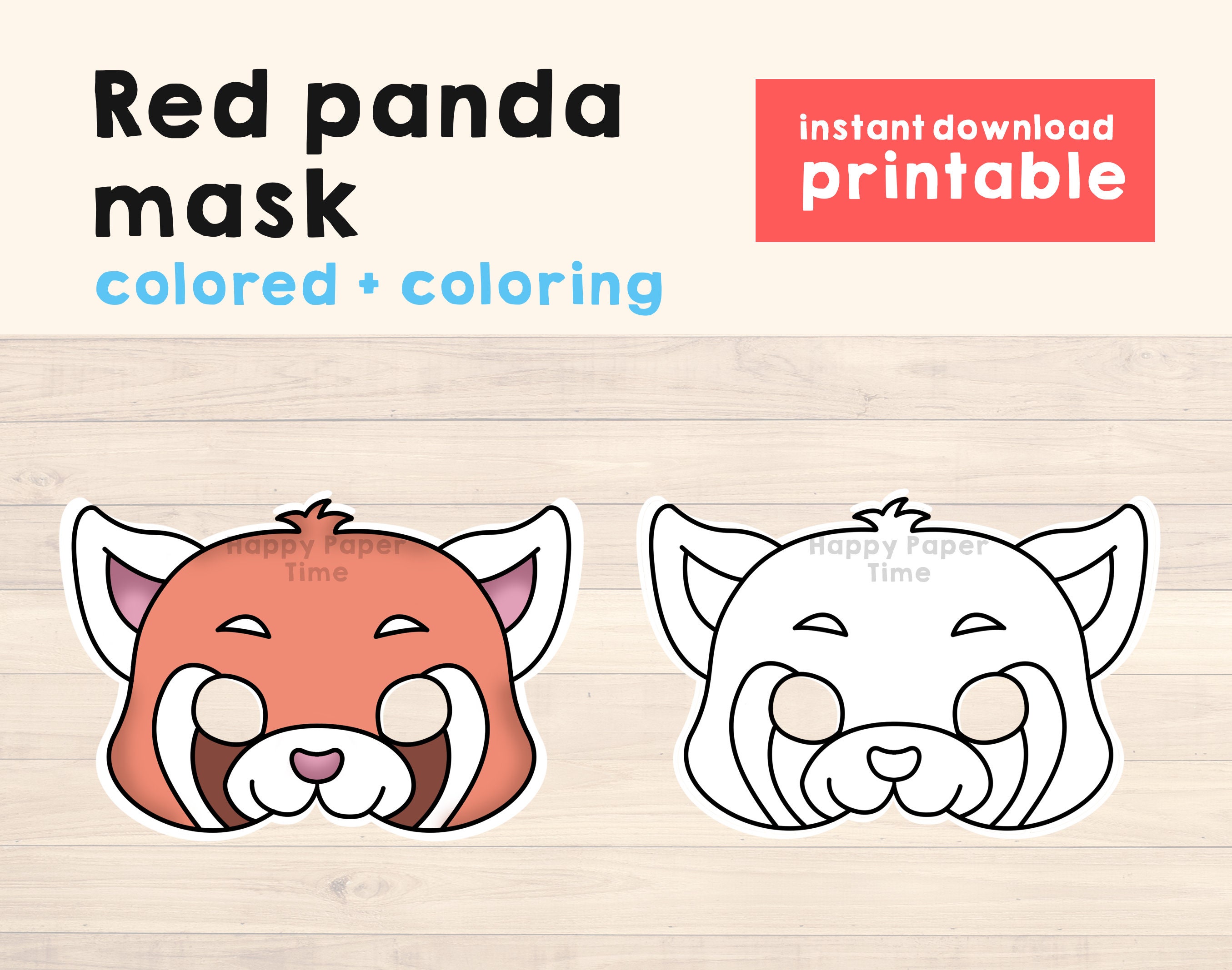 Red Panda Mask Costume Animal Mask Printable Party Favor Asian - Etsy ...
