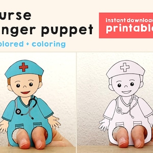 Nurse Paper Craft Printable Community Helper Finger Puppet Kids Doctor ...