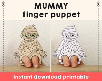 Mummy paper craft printable ancient Egypt Finger Puppet Kids Craft Birthday Party Kids Coloring Puppet - Instant Download