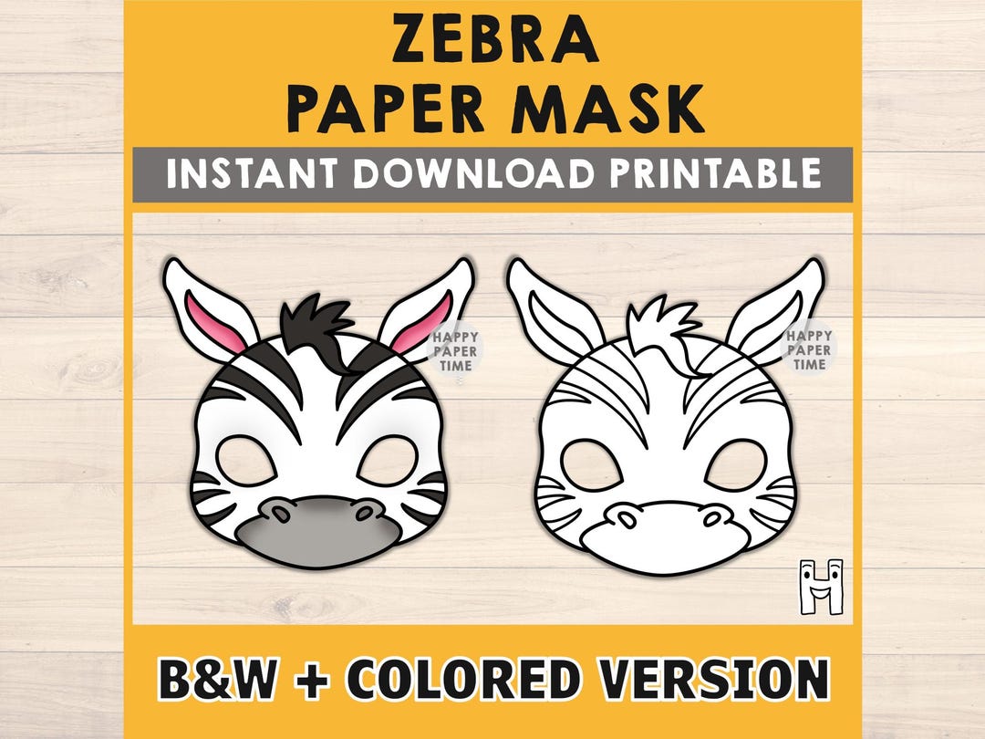 Zebra Mask Costume Animal Mask Printable Party Favor African Jungle ...
