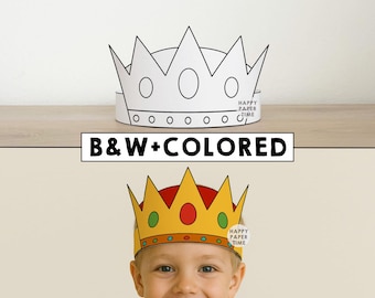 King Paper crown template Fantasy Medieval Party Headband Coloring Printable Kids Craft Birthday Favor favor DIY - Instant Download