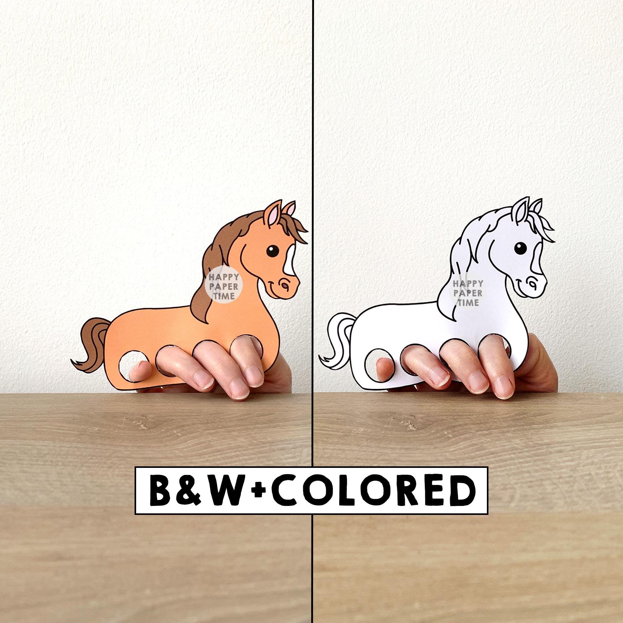 Horse paper craft printable Pony farm animal Finger Puppet Pretend…