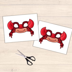 Crabe masque modèle costume enfants bricolage océan mer animal fête amusant faveur imprimable coloriage artisanat facile enfants téléchargement immédiat image 4