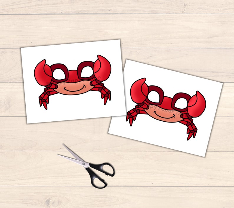 Crabe masque modèle costume enfants bricolage océan mer animal fête amusant faveur imprimable coloriage artisanat facile enfants téléchargement immédiat image 4