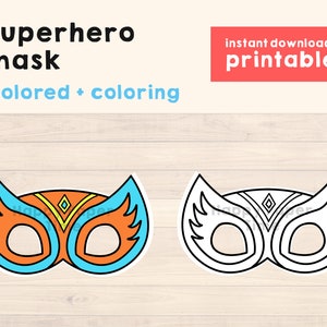 Superhero Mask Costume hero Mask Printable Party Favor craft Halloween Party Printable Mask Kids Party Favor Printable - Instant Download