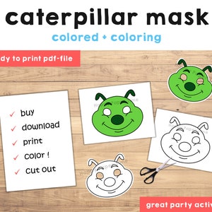 Caterpillar Mask Costume Insect Bug Mask Printable Party Favor Craft ...