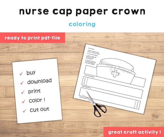 Nurse Hat Paper Crown Printable Costume Craft