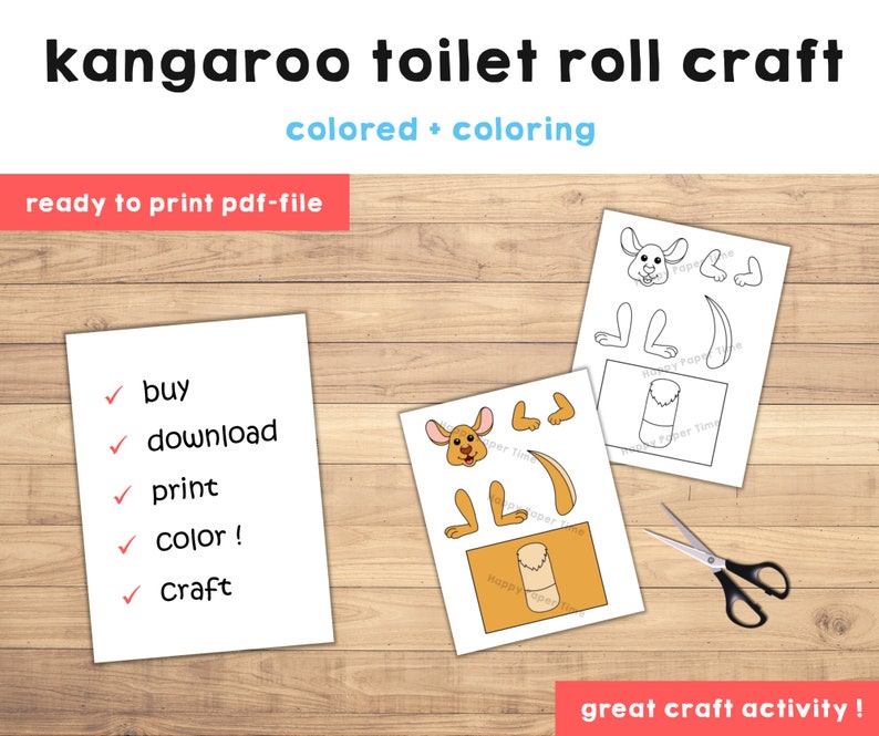 Kangaroo Toilet Paper Roll Craft Australian Animal Party Etsy