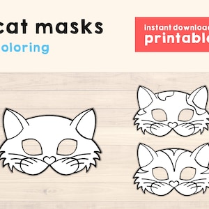 Masques de chat imprimables accessoires de fête d’anniversaire de chat masque de chat chat imprimable fête de chat accessoires de fête d’animaux masque de chaton fête à thème de chat