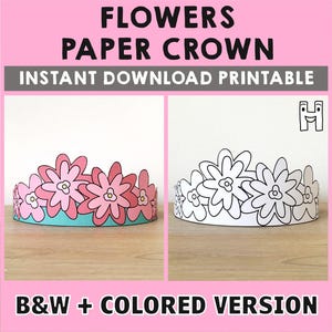 Blumen Papier Krone Party Färbung Printable Kids Craft Frühling Fee Kostüm Geburtstag Printable Favor Kostüm DIY - Instant Download