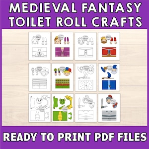 Pode incluir: Artesanatos imprim&iacute;veis de personagens de fantasia medieval para crian&ccedil;as. O conjunto inclui um rei, uma rainha, um cavaleiro, um drag&atilde;o, um mago e um buf&atilde;o. Cada personagem &eacute; composto por 3-4 pe&ccedil;as que podem ser cortadas e montadas. Os arquivos PDF imprim&iacute;veis est&atilde;o prontos para imprimir.