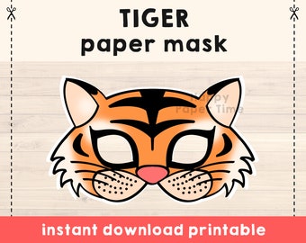 Tiger mask printable party favor Tiger costume mask Tiger party Jungle Animal mask Jungle Party Animal Printable mask - Instant Download