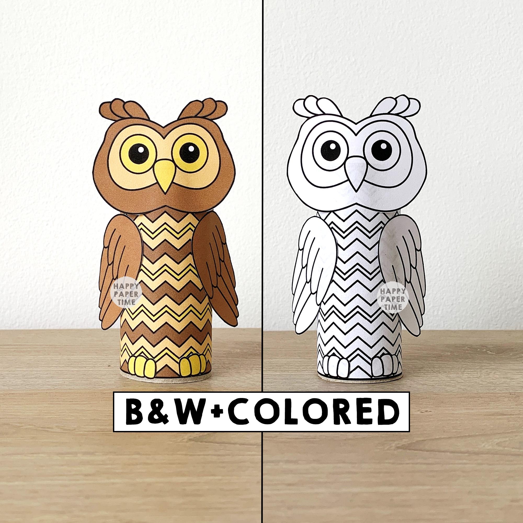 Owl Toilet Paper Roll Craft Activity Forest Woodland Party Coloring…