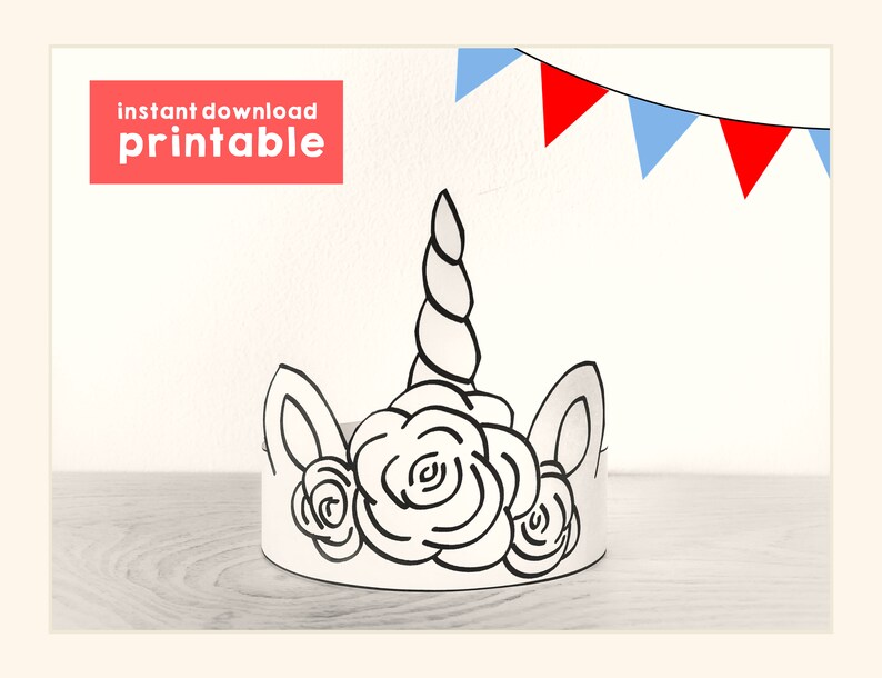 unicorn paper crown coloring printable kids craft unicorn
