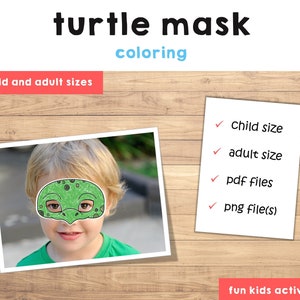 Turtle Mask Turtle Printable Mask Reptile Party Favor Turtle Costume ...