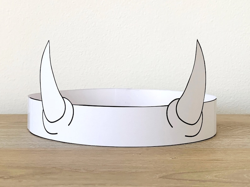Devil Horns Paper Crown Party Coloring Printable Kids Craft - Etsy