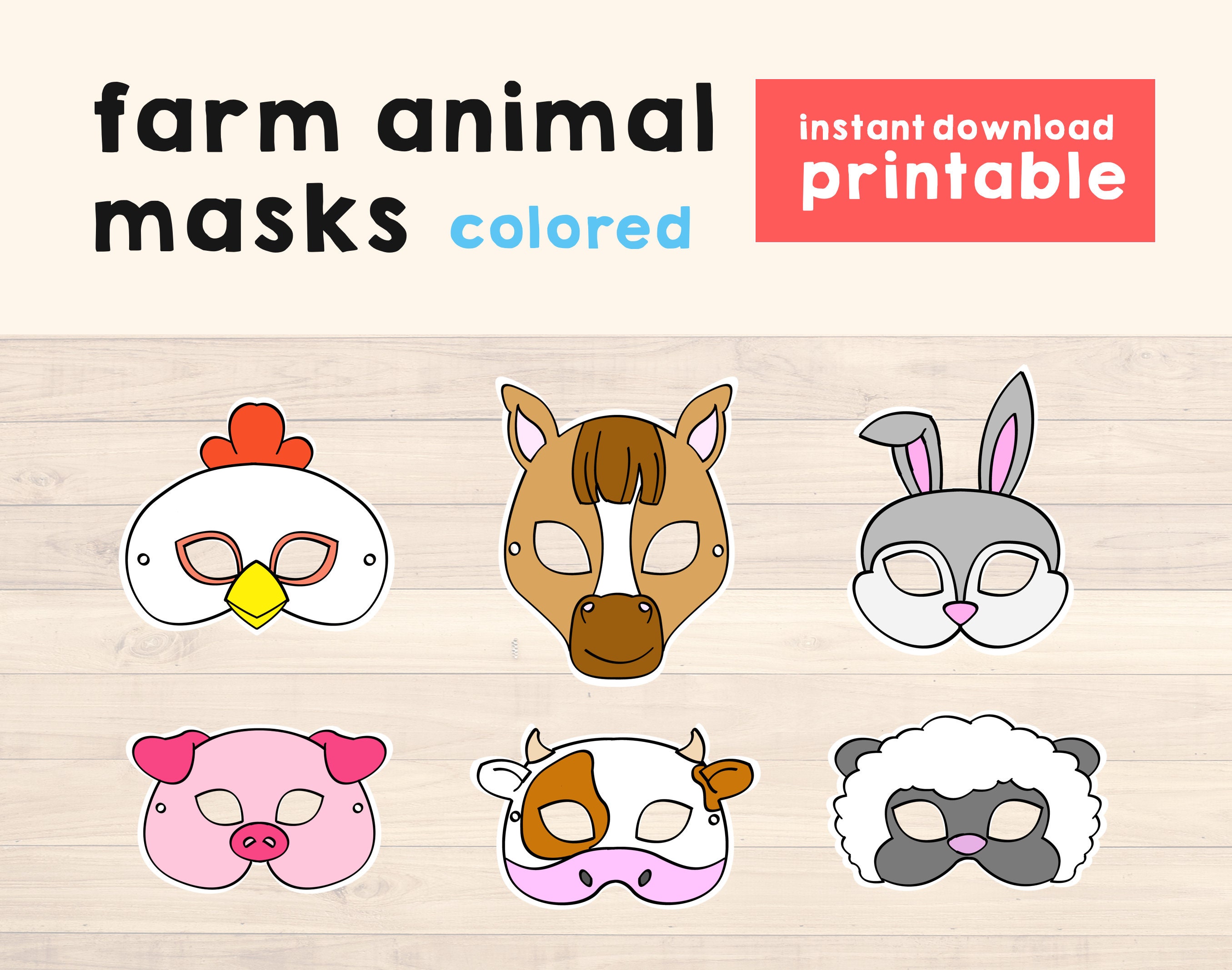 Horse Mask Rabbit Mask Pig Mask Farm Party Animal Masks Farm Etsy