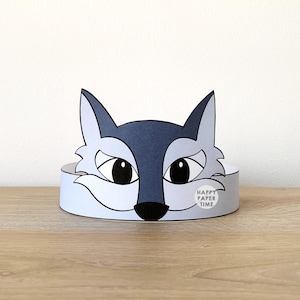 Wolf Paper Crown Party Printable Kids Craft Woodland Birthday Gift Favor Animal Crown Printable Wolf Costume DIY Printable Instant Download