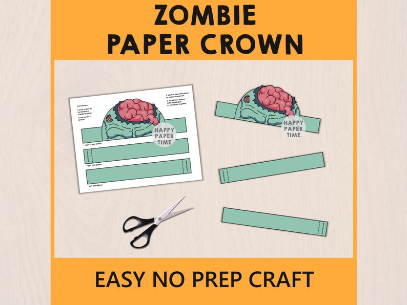 Zombie Paper Headband Crown Craft Hat Costume Halloween Party Activity ...