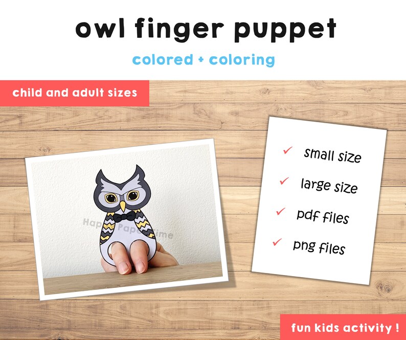 Owl Paper Craft Printable Woodland Animal Finger Puppet Kids Craft Owl ...