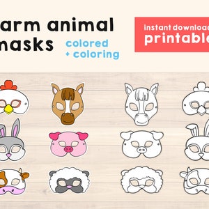 Rabbit Mask Pig Mask Animal Masks Horse Mask Printable Animal Party Favor Farm Animals Party Printable Kids Party Activity Instant Download