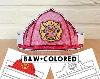 Brandweerhelm Papieren Kroon Feest Kleurplaat Printbaar Knutselwerkje voor Kinderen Brandweerkostuum Verjaardag Printbaar Cadeautje Kostuum DIY - Direct Downloaden