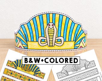 Pharao Papier Krone Antike Ägypten Vorlage Party Färbung Printable Kids Craft Birthday Favor pdf für DIY - Instant Download