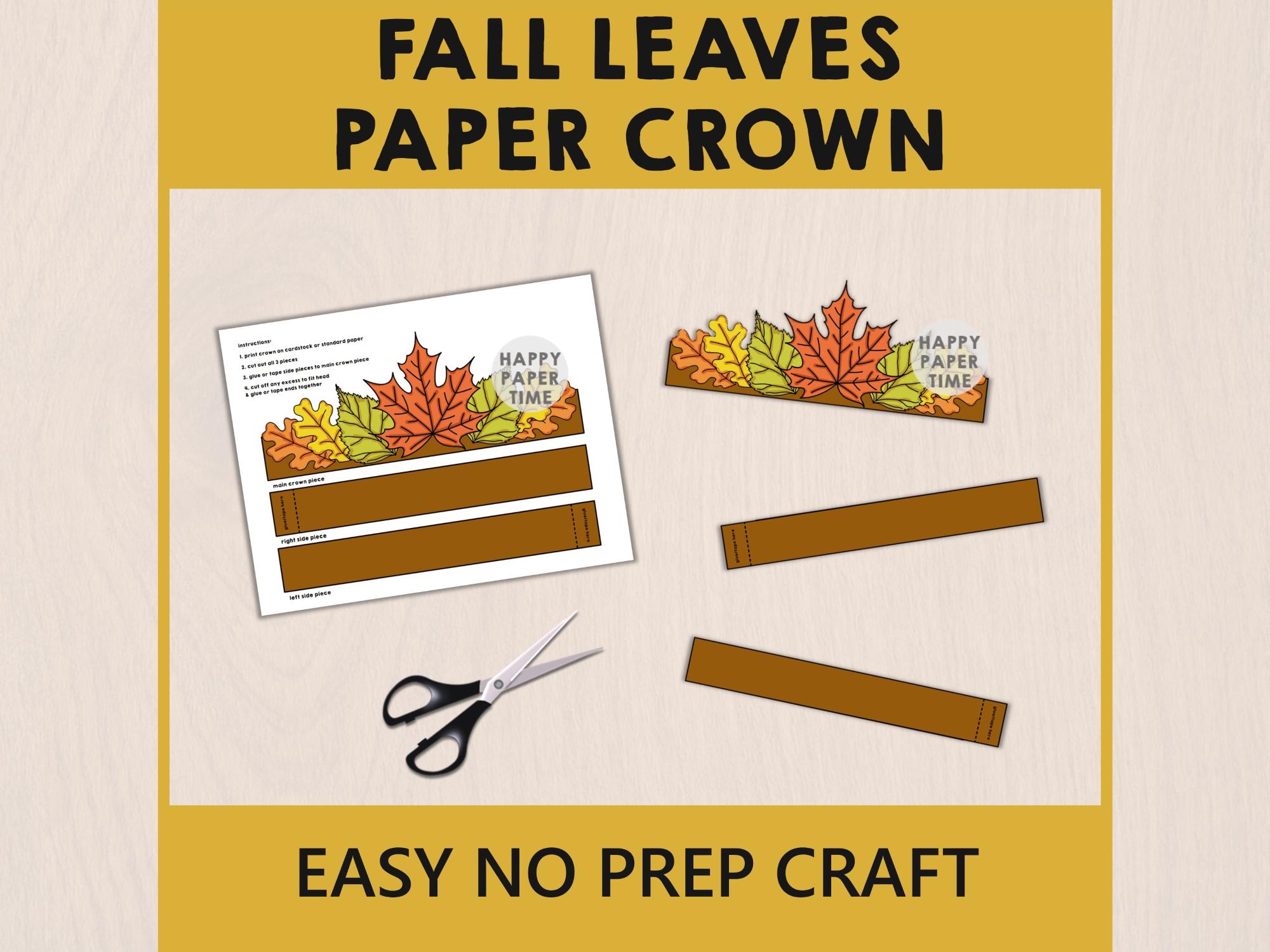 Fall Leaves Paper Headband Crown Thanksgiving Autumn Party Printable ...