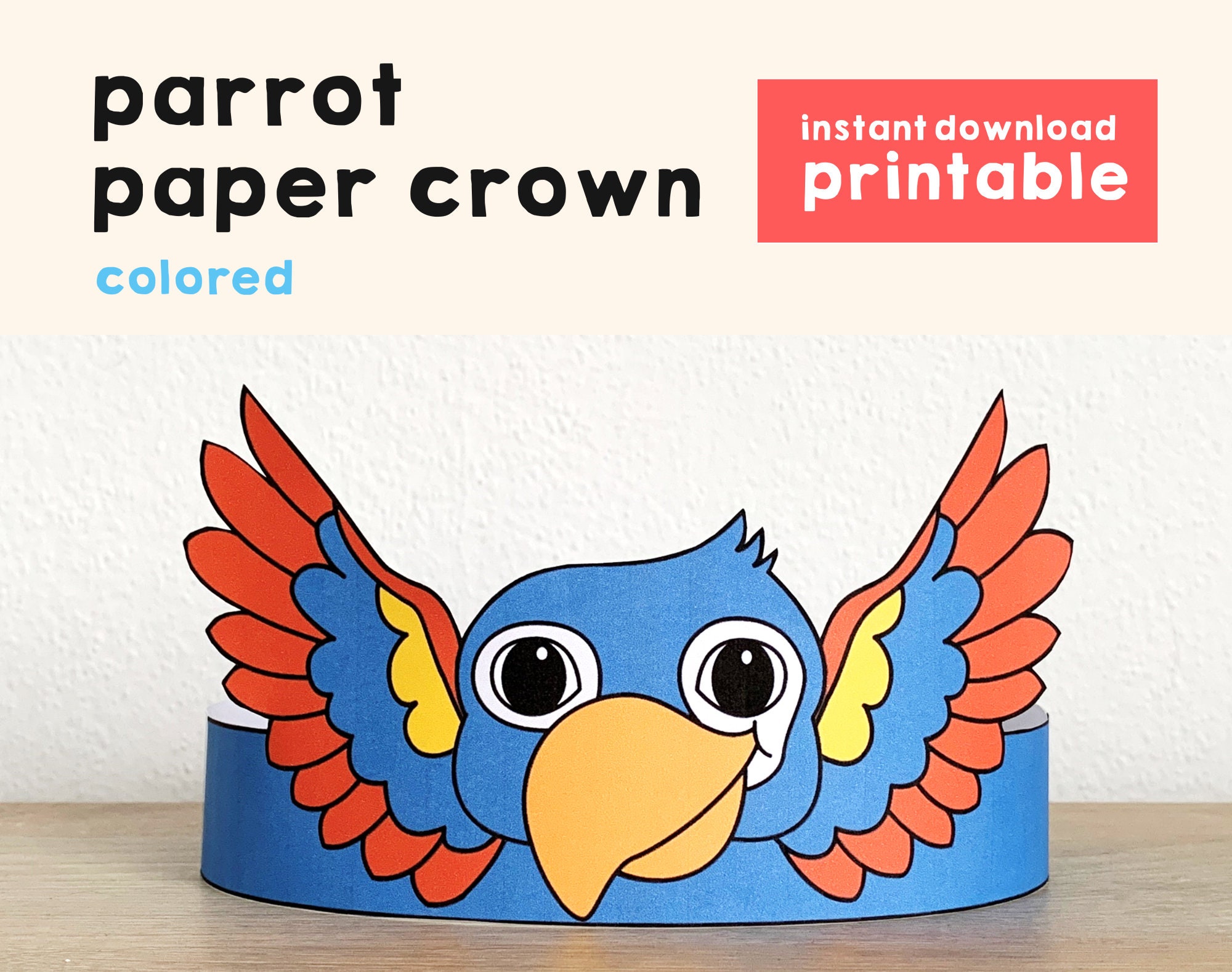 Parrot Paper Crown Headband Pet Animal Printable Kids Craft - Etsy