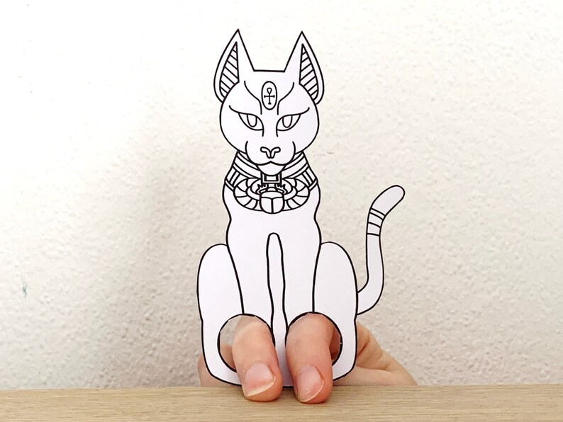 Egyptian Cat Paper Craft Printable Ancient Egypt Finger God - Etsy