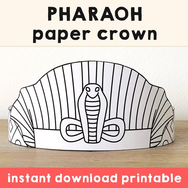 Pharaoh Paper Crown Ancient Egypt template Party Coloring Printable Kids Craft Birthday Favor pdf favor DIY - Instant Download