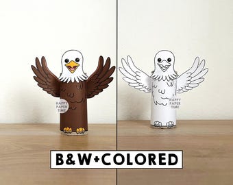Eagle Toilet Paper Roll Craft America Symbol 4th of July United States Bald Eagle Coloring Printable Decoration Kids Cut, Instant Download