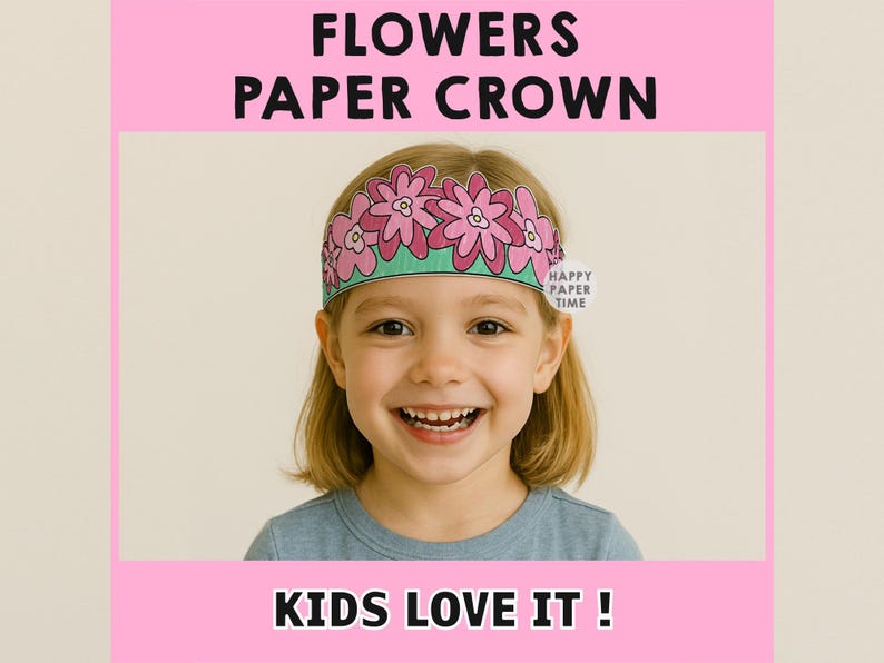 Flower Paper Crown Party Coloring Printable Kids Craft Spring Fairy ...