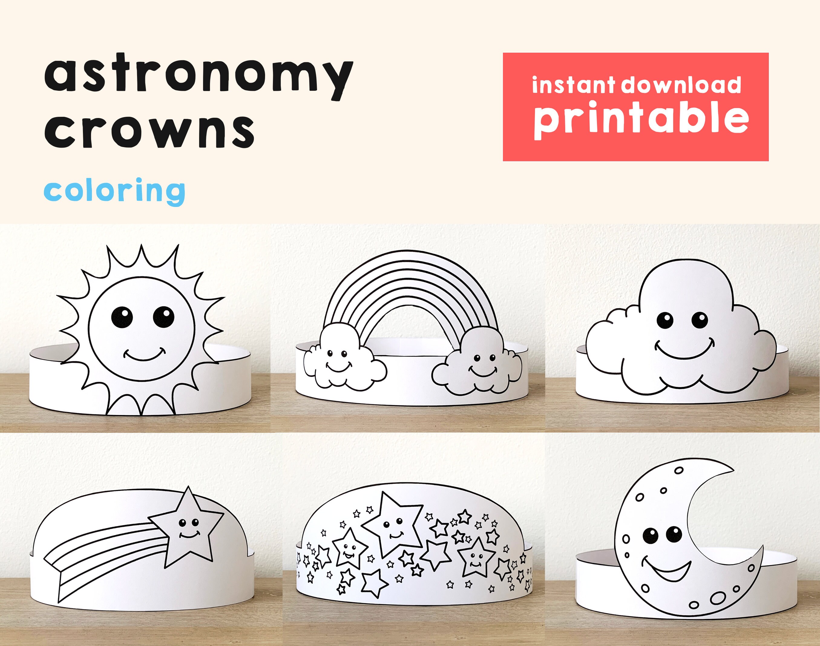 Printable In the Sky Themed Paper Crowns