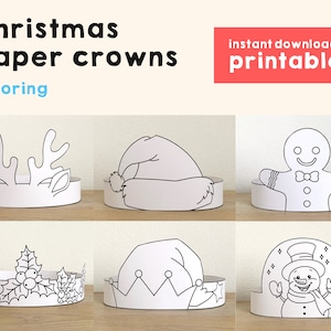 Weihnachten Papierkronen Färbung Aktivität Printable Kinder Handwerk Hüte Winter Urlaub Party Favor Kostüm DIY Printable - Instant Download